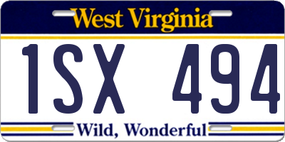 WV license plate 1SX494