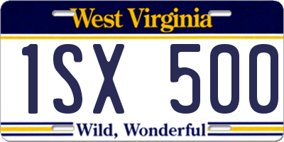 WV license plate 1SX500