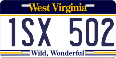 WV license plate 1SX502