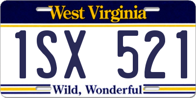 WV license plate 1SX521