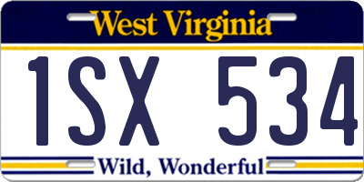 WV license plate 1SX534