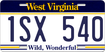 WV license plate 1SX540