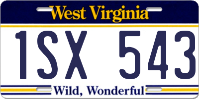 WV license plate 1SX543