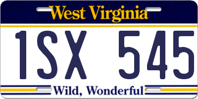 WV license plate 1SX545