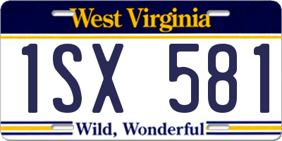 WV license plate 1SX581
