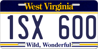 WV license plate 1SX600