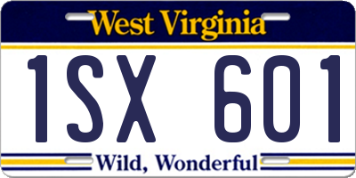 WV license plate 1SX601