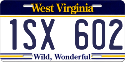 WV license plate 1SX602