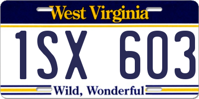 WV license plate 1SX603