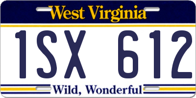 WV license plate 1SX612