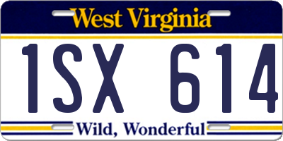 WV license plate 1SX614
