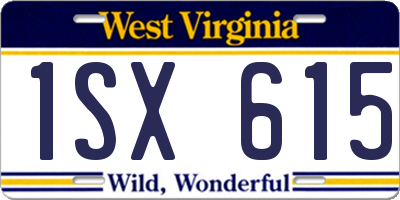 WV license plate 1SX615