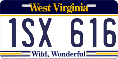 WV license plate 1SX616