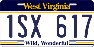 WV license plate 1SX617