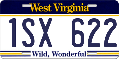 WV license plate 1SX622