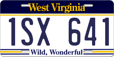WV license plate 1SX641