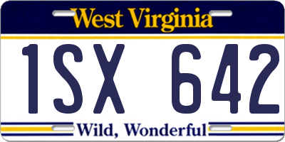 WV license plate 1SX642