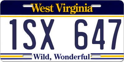 WV license plate 1SX647
