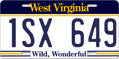 WV license plate 1SX649