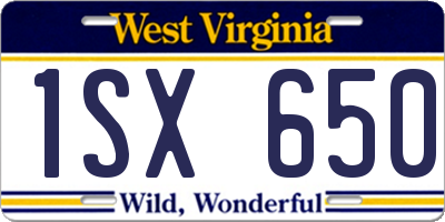 WV license plate 1SX650