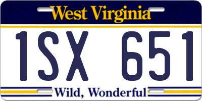 WV license plate 1SX651