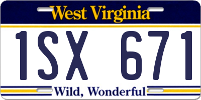 WV license plate 1SX671