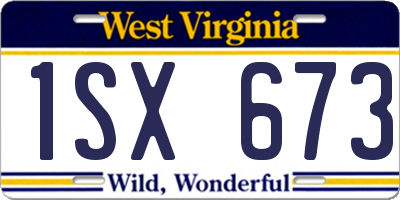 WV license plate 1SX673