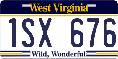 WV license plate 1SX676