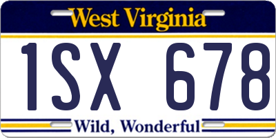 WV license plate 1SX678