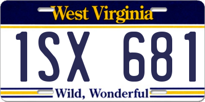 WV license plate 1SX681
