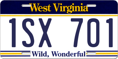 WV license plate 1SX701