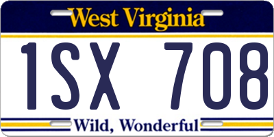 WV license plate 1SX708