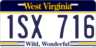 WV license plate 1SX716