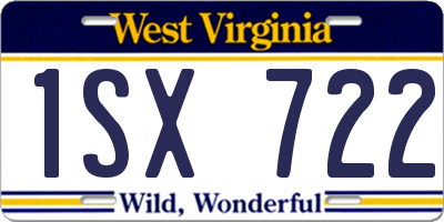 WV license plate 1SX722