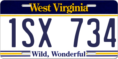 WV license plate 1SX734