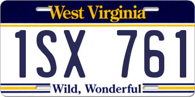 WV license plate 1SX761
