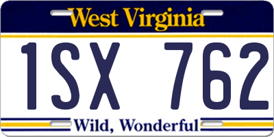 WV license plate 1SX762