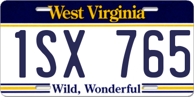 WV license plate 1SX765