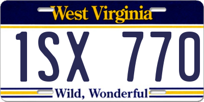 WV license plate 1SX770