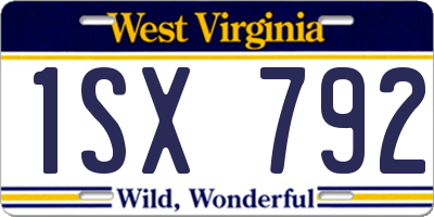 WV license plate 1SX792