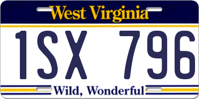 WV license plate 1SX796