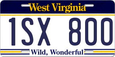 WV license plate 1SX800
