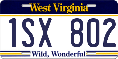 WV license plate 1SX802