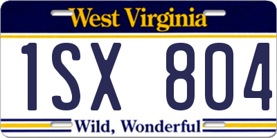 WV license plate 1SX804