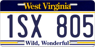 WV license plate 1SX805