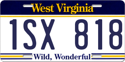 WV license plate 1SX818