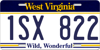 WV license plate 1SX822