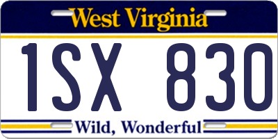 WV license plate 1SX830