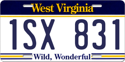 WV license plate 1SX831