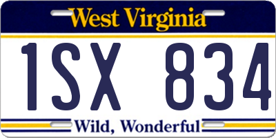 WV license plate 1SX834